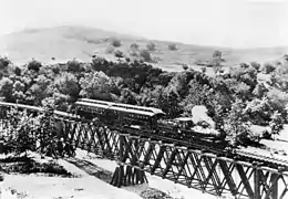 1885 view of the Los Angeles and San Gabriel Railroad crossing the Arroyo Seco near Garvanza - Highland Park