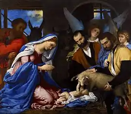 Adoration of the Shepherds by Lorenzo Lotto. c. 1534