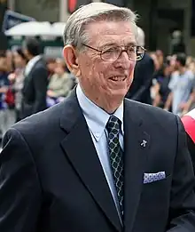 Lou Carnesecca, retired basketball coach at St. John's University. He coached the men's basketball program to 526 wins and 200 losses over 24 seasons (1965–70, 1973–92)