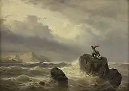 Louis Meijer - Kinderen op rots in volle zee