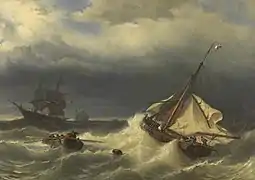 Louis Meijer - Schepen op zee bij stormachtig weer