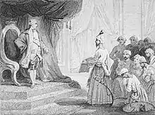 Louis XVI receives the ambassadors in 1788 negotiating Franco-Indian alliances