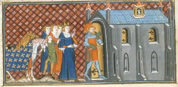 Louis VI of France visiting St. Denis (14th century illustration)