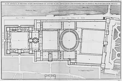 General plan of Perrault's second project for the joining of the Louvre and the Tuileries, engraved by Jacques-François Blondel