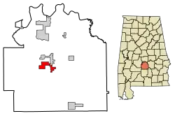 Location of Gordonville in Lowndes County, Alabama.