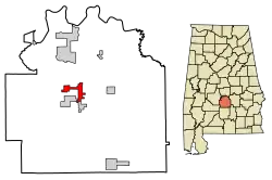 Location of Mosses in Lowndes County, Alabama.