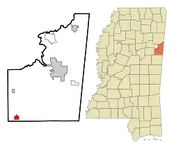 Location of Crawford, Mississippi