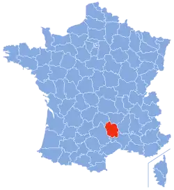 In red, the modern territory of  Lozère within France