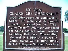 Historical marker for General Claire Chennault in Gibson