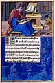 f.9 Luke's Lesson: Luke Writing; Border: Annunciation