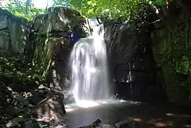 Waterfall issuing from third pond weir