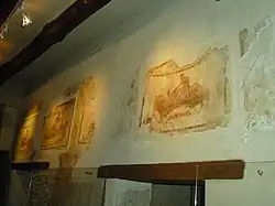 Erotic frescos on the walls of the Lupanar brothel