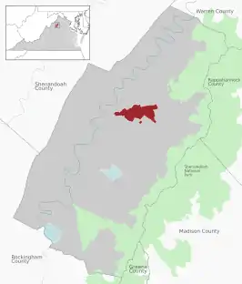 Location of Luray within Page County, which is the county the majority of Westlu sits within