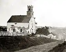 The Lutheran Church just east of Sharpsburg marks the extent of the Union offensive during the Battle of Antietam, 1862.