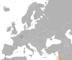 Map indicating locations of Luxembourg and Palestine