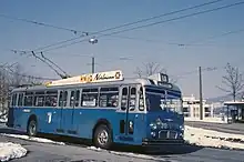 A 1960 FBW trolleybus (with body by Schindler Waggon) in Lucerne in 1987