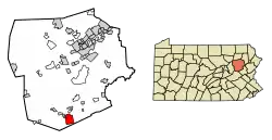Location of Hazleton in Luzerne County, Pennsylvania.