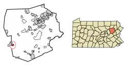 Location of Nescopeck in Luzerne County, Pennsylvania.