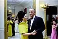 Philippine first lady Imelda Marcos with U.S. President Lyndon B. Johnson while sporting her iconic beehive hairstyle, 1966.