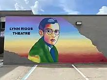 The Lynn Riggs Theatre at the Dennis R. Neill Equality Center in the East Village. The picture is of the mural of Lynn Riggs, famous Cherokee, gay playwright.