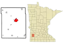 Location of the city of Marshallwithin Lyon Countyin the state of Minnesota