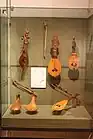 Different types of Cretan lyra in the Museum of Greek Folk Instruments in Athens