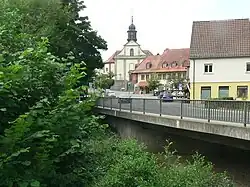 Bridge over the Kahl at Mömbris with Market Square and Saint Cyriacus Church
