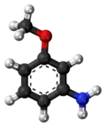 Ball-and-stick model of the m-anisidine molecule