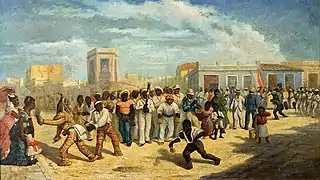 Painting of Nañigo celebration in Cuba, 1878.