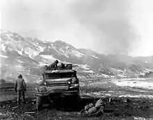 A M16 MGMC on a ridge during the Korean War.
