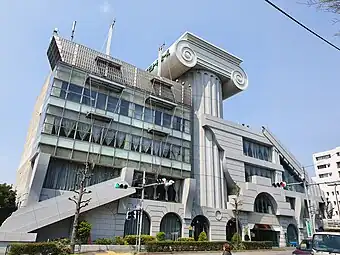 Postmodern Ionic column of the M2 Building, Tokyo, Japan, by Kengo Kuma, 1991