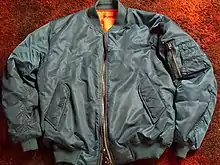 Image 20Bomber jacket with orange lining, popular from the mid-late 1990s (from 1990s in fashion)