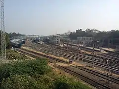 An aerial view of this railway station