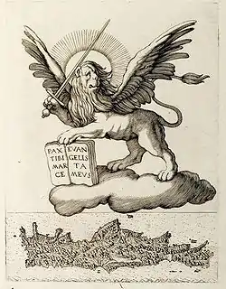 1651 map depicting the Lion of St Mark over Crete