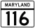 Maryland Route 116 marker