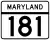 Maryland Route 181 marker