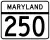 Maryland Route 250 marker