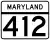Maryland Route 412 marker