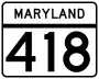 Maryland Route 418 marker