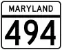 Maryland Route 494 marker