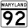 Maryland Route 92 marker