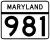 Maryland Route 981 marker