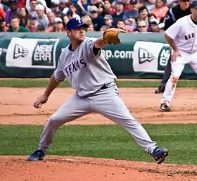 Kevin Millwood delivers a pitch from the mound for the Texas Rangers.