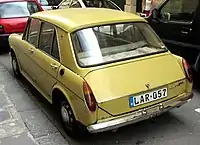 Rear view of a Maltese-assembled Austin 1100 Mk.III four-door saloon