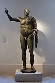 Bronze of Trebonianus Gallus dating from the time of his reign as Roman Emperor, the only surviving near-complete full-size 3rd-century Roman bronze (Metropolitan Museum of Art)