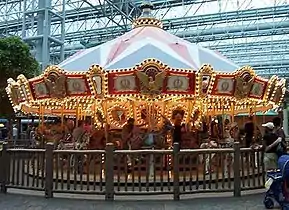 The carousel at the amusement park