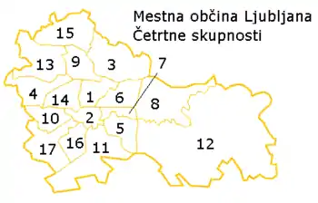 Map of districts in Ljubljana. The Sostro District is number 12.