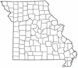 Location of Hollywood in Missouri