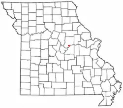 Location of Tebbetts in Missouri