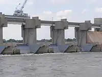 Close-up of the gates on the Melvin Price Lock & Dam